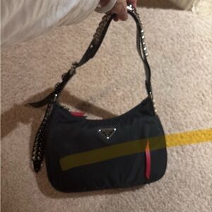 Prada Black and Red Women's Shoulder Bag